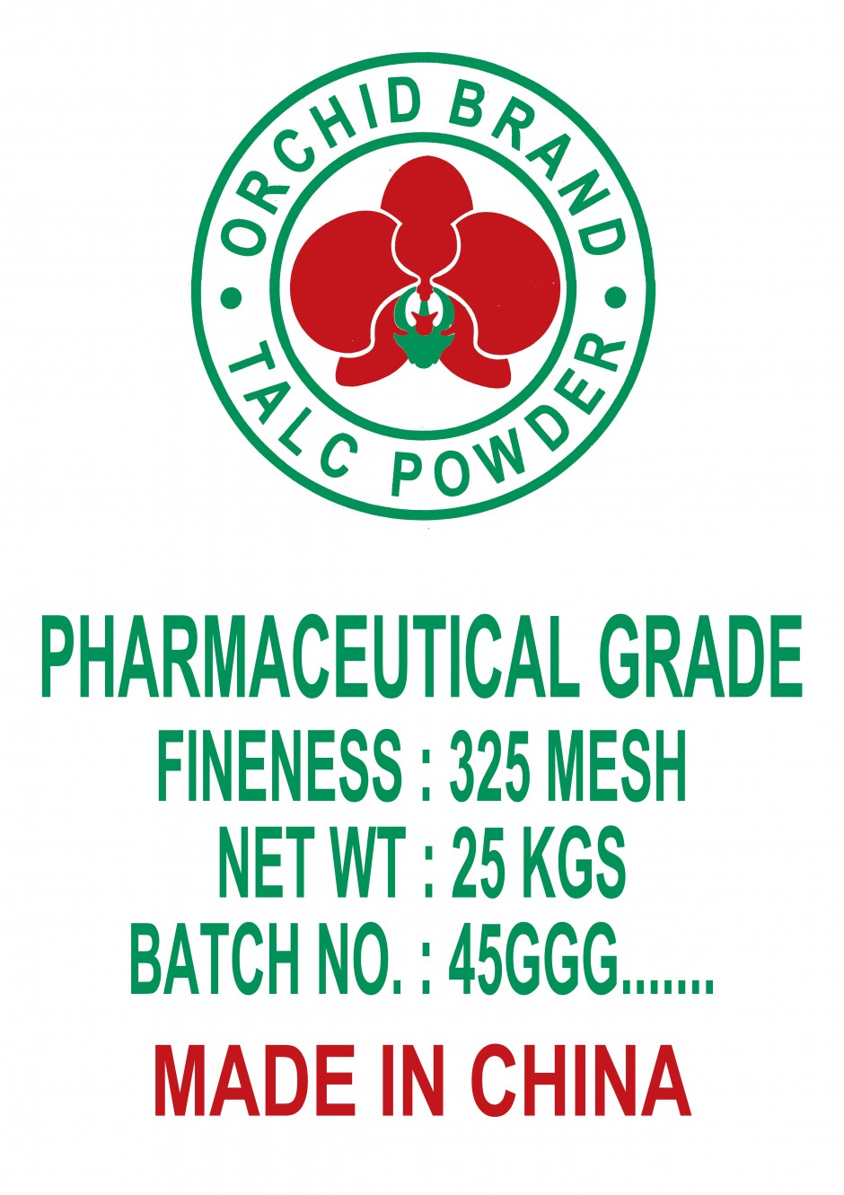 Pharmaceutical Orchid Brand Talc Powder
